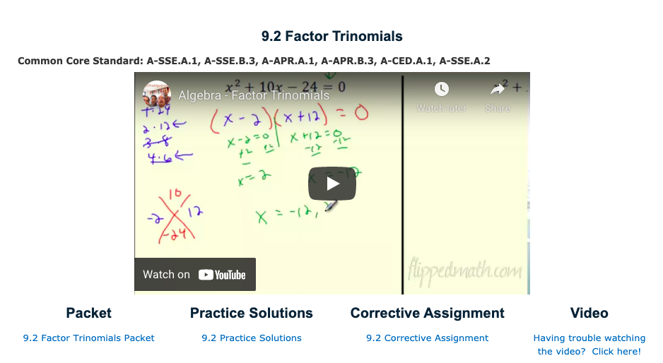 Factor Trinomials Instructional Video
