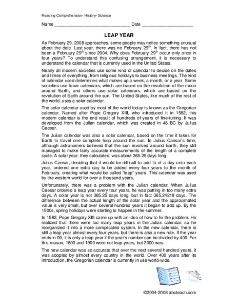 Leap Year Lesson Plan