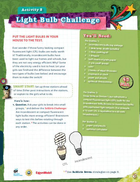 Light Bulb Challenge Activity
