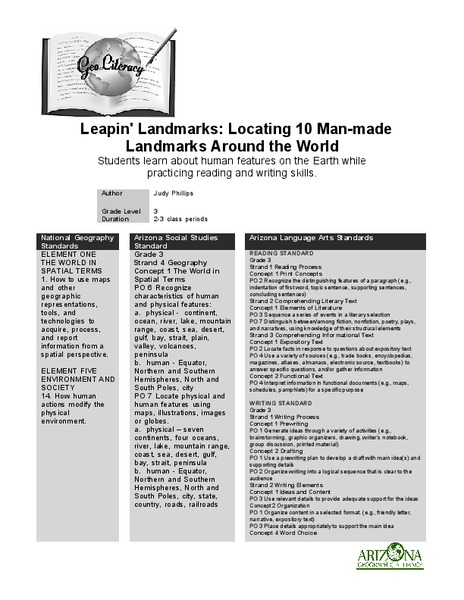 Leapin' Landmarks: Locating 10 Man-made Landmarks Around the World Lesson Plan