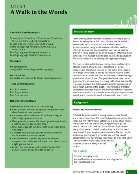 A Walk in the Woods Lesson Plan