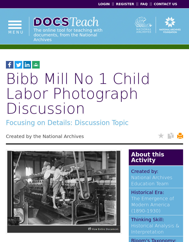 Bibb Mill No 1 Child Labor Photograph Discussion Interactive
