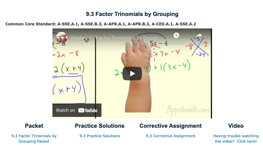 Factor Trinomials by Grouping Instructional Video