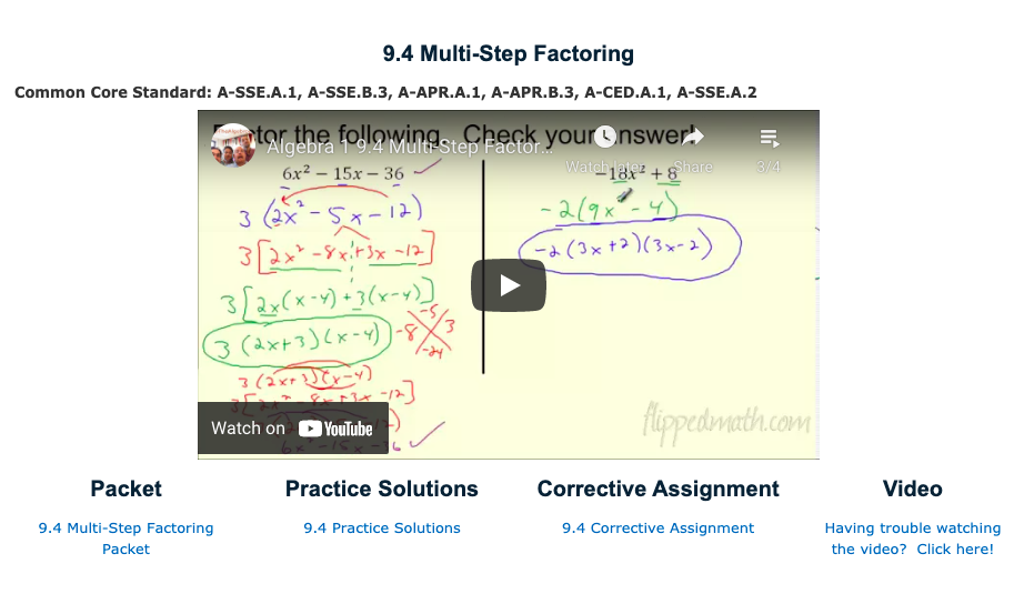 Multi-Step Factoring Instructional Video
