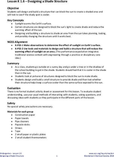 Designing a Shade Structure Lesson Plan