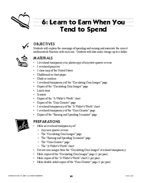Learn to Earn When you Tend to Spend Lesson Plan