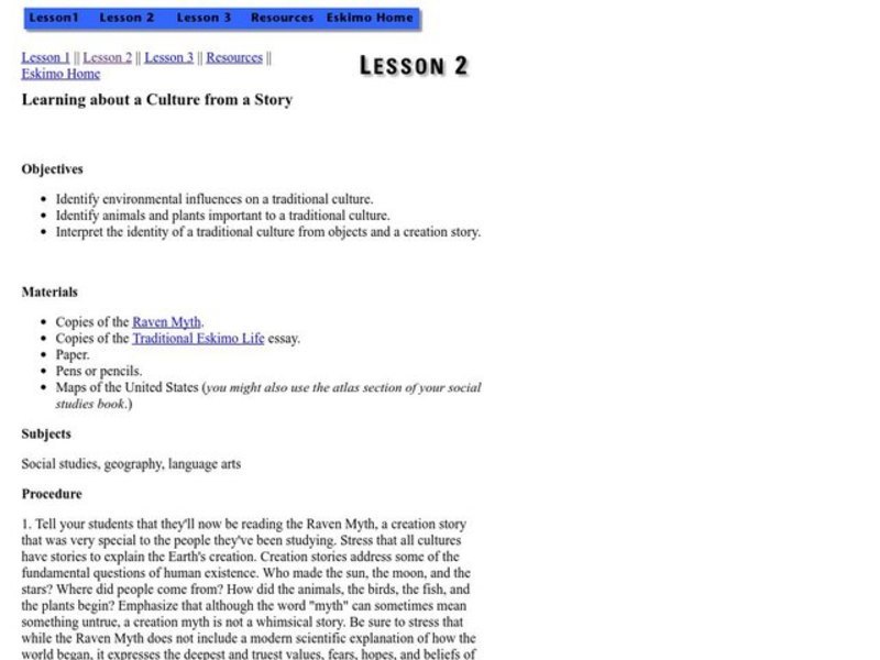 Learning about a Culture from a Story Lesson Plan