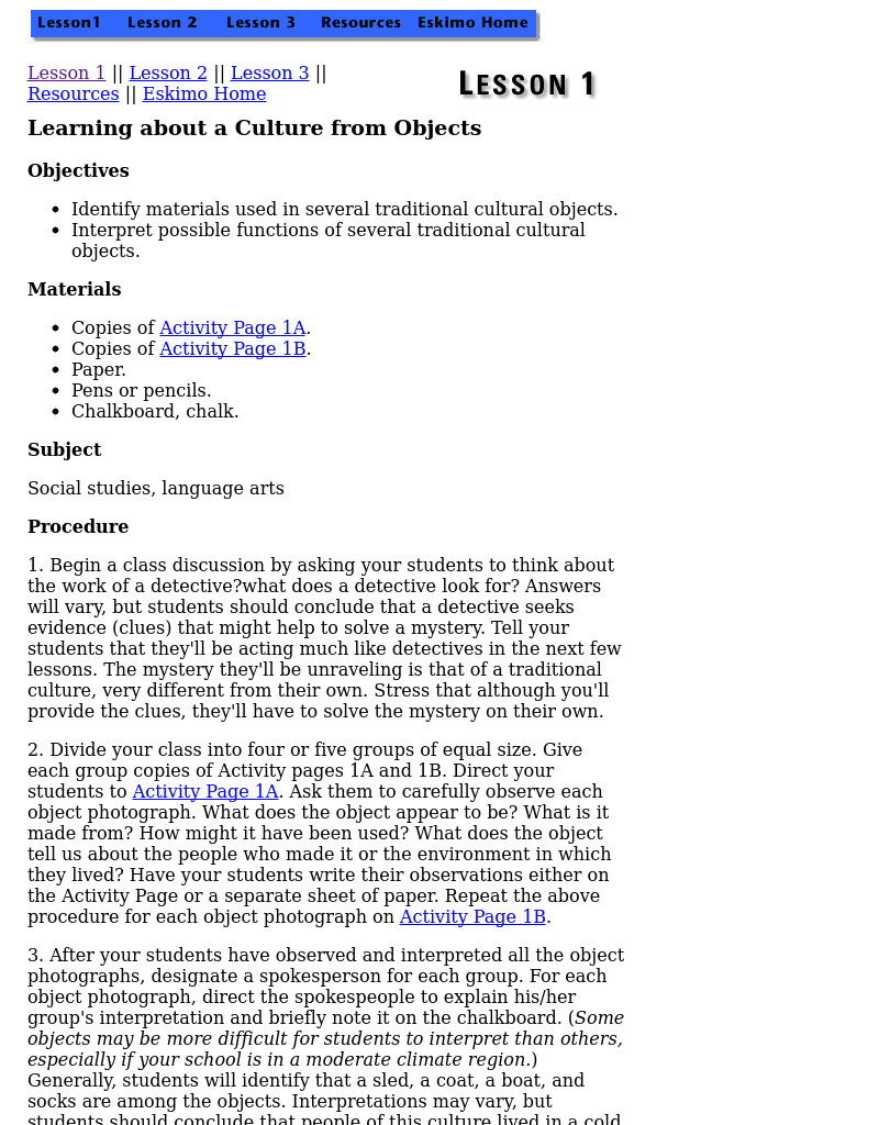 Learning about a Culture from Objects Lesson Plan