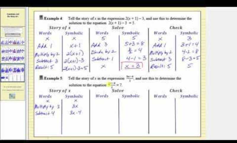 Solving Equations Using the Story of x (Part 2) Instructional Video