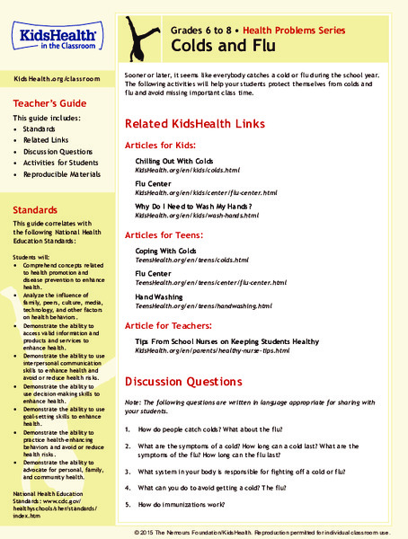 Cold and Flu: Grades 6-8 Lesson Plan