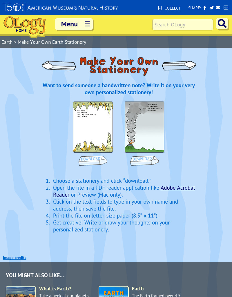 Make Your Own Earth Stationary Activity