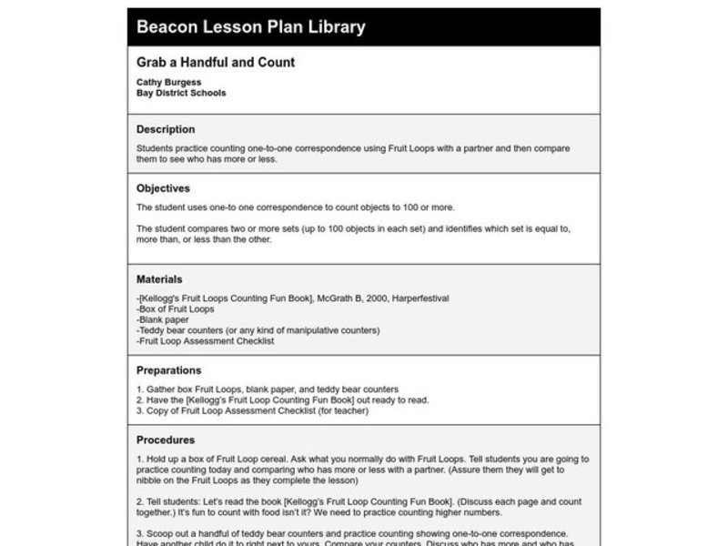 Grab a Handful and Count Lesson Plan