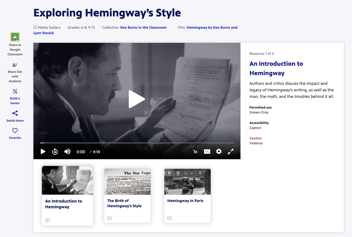 Exploring Hemingway’s Style Instructional Video
