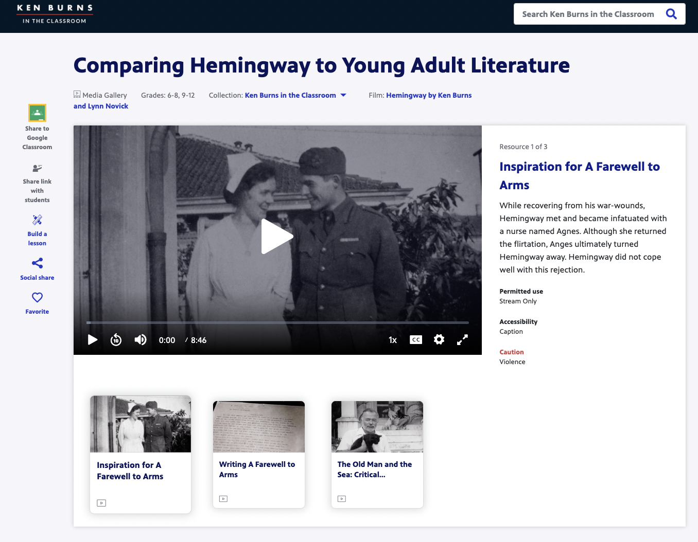 Comparing Hemingway to Young Adult Literature Instructional Video