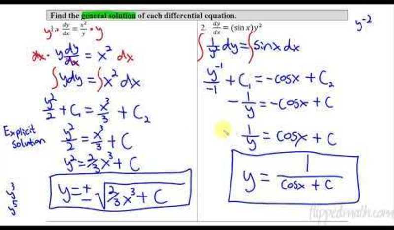Calculus AB/BC - General Solutions Using Separation of Variables AP Test Prep