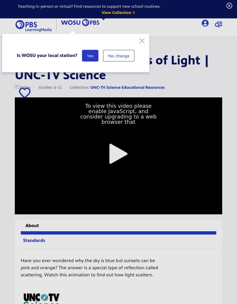 Light Scattering: Effects of Light | UNC-TV Science Instructional Video