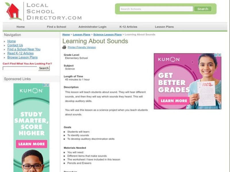Learning About Sounds Lesson Plan
