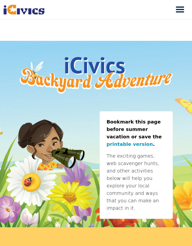 iCivics Backyard Adventure Activity