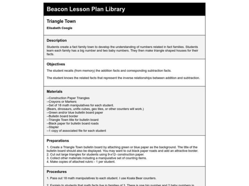 Triangle Town Lesson Plan