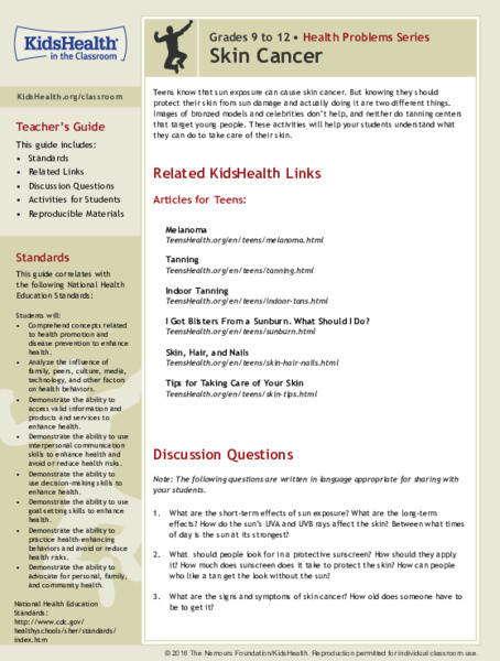 Skin Cancer: Grades 9-12 Lesson Plan