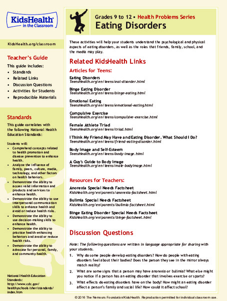 Eating Disorders: Grades 9-12 Lesson Plan