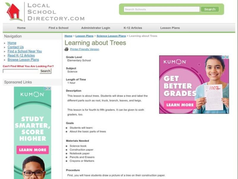 Learning About Trees Lesson Plan
