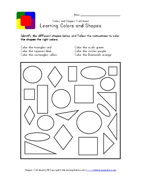 Learning Colors and Shapes Worksheet