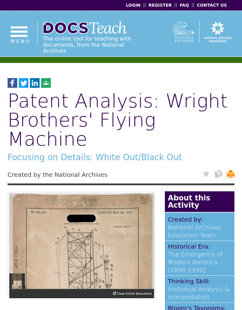 Patent Analysis: Wright Brothers' Flying Machine Interactive