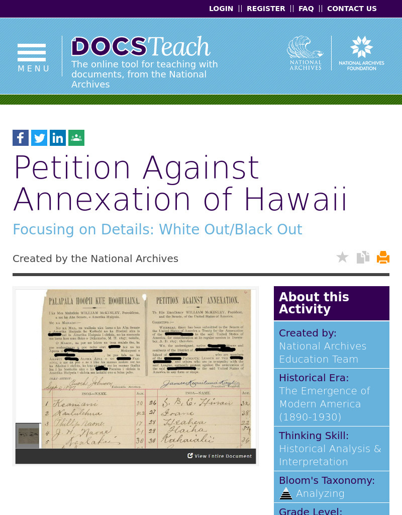 Petition Against Annexation of Hawaii Interactive