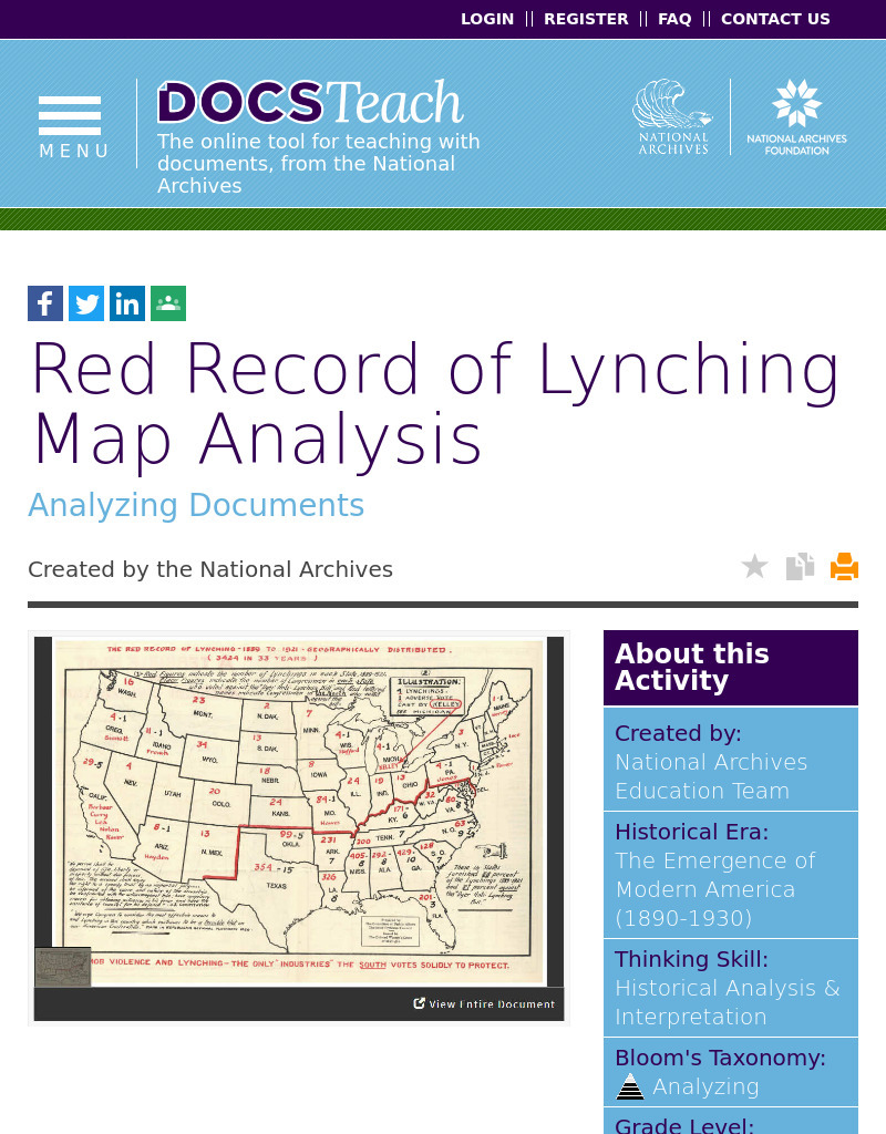 Red Record of Lynching Map Analysis Interactive