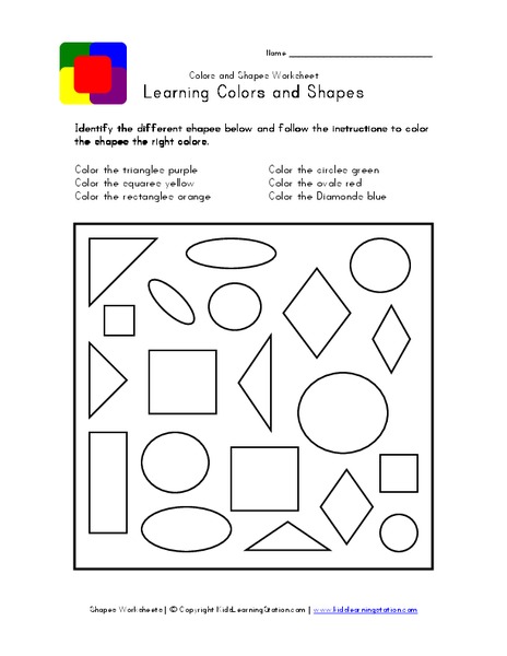 Learning Colors and Shapes Worksheet