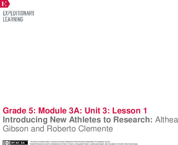 Introducing New Athletes to Research: Althea Gibson and Roberto Clemente Lesson Plan