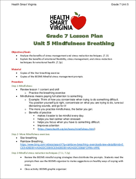 Mindfulness Breathing Lesson Plan