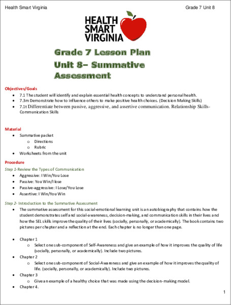 Summative Assessment Lesson Plan