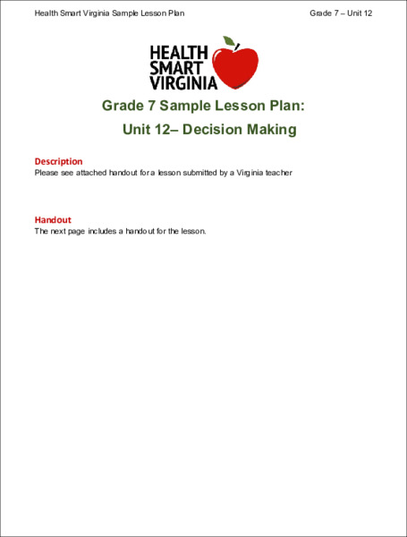 Decision Making Lesson Plan