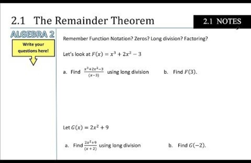 Remainder Theorem Instructional Video