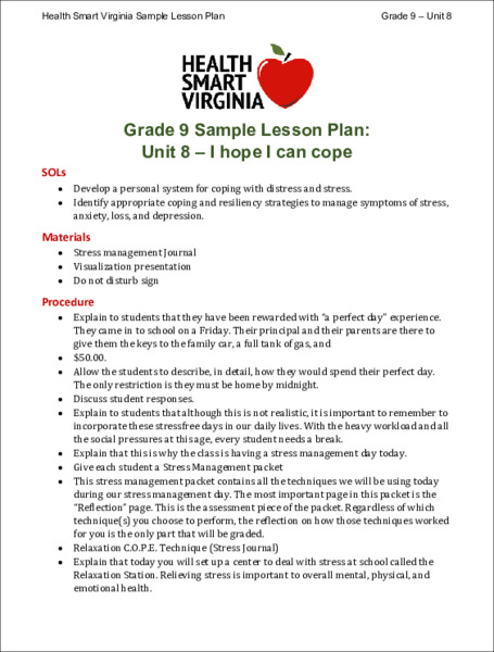 I Hope I Can Cope Lesson Plan