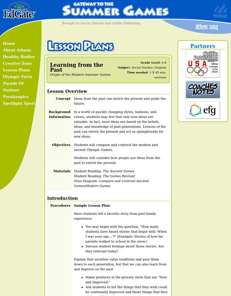 Learning From the Past Lesson Plan