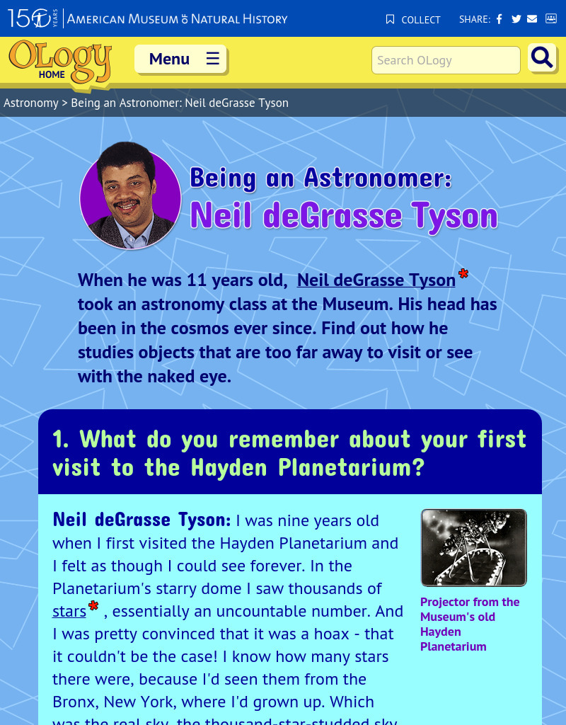 Being an Astronomer: Neil deGrasse Tyson Website