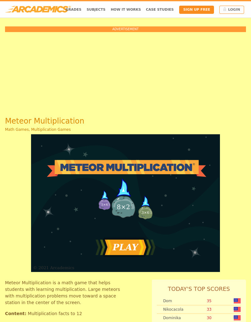 Meteor Multiplication Interactive