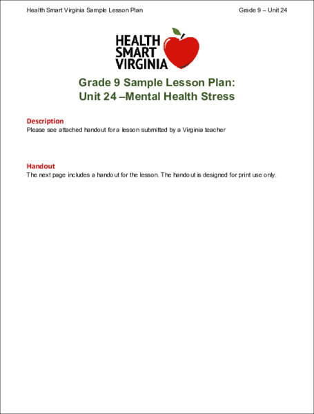 Mental Health Stress Lesson Plan