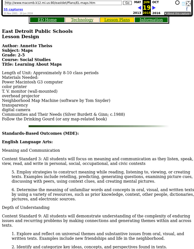 Learning About Maps Lesson Plan