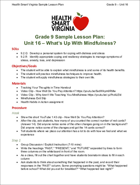 What's Up with Mindfulness Lesson Plan