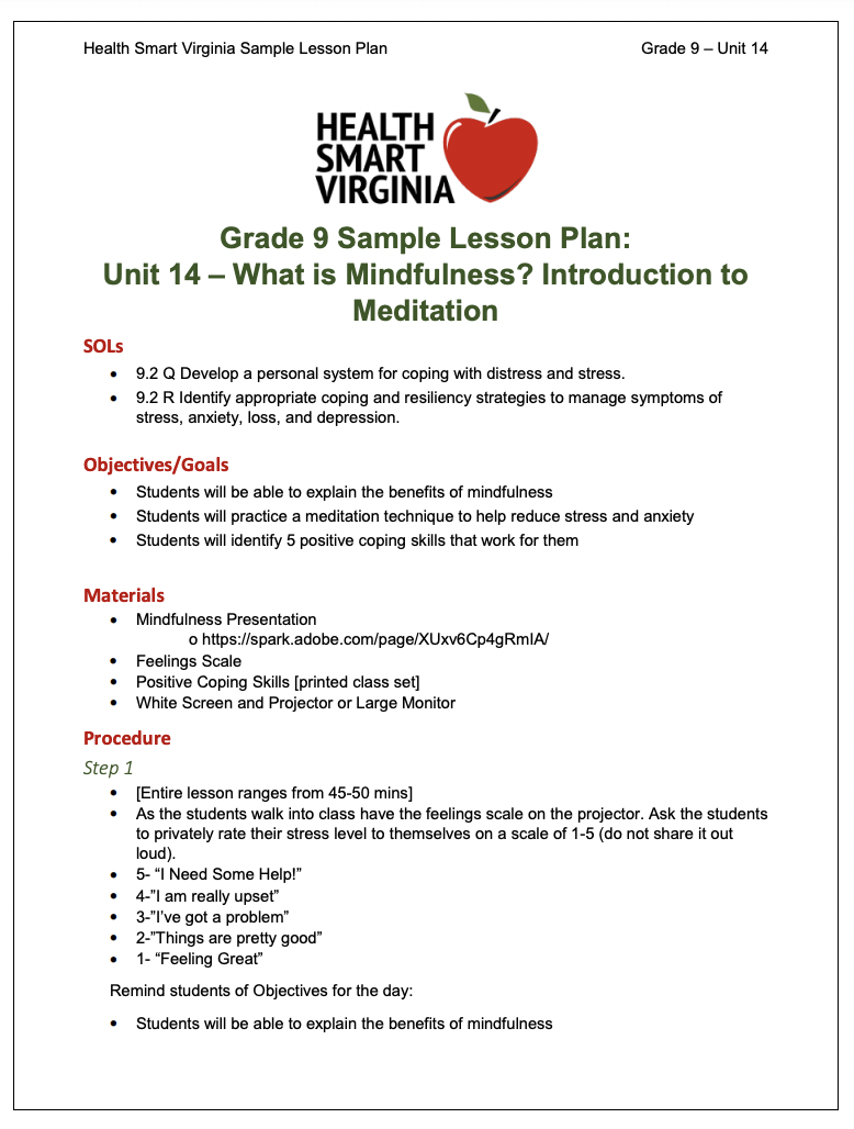 What Is Mindfulness? Lesson Plan