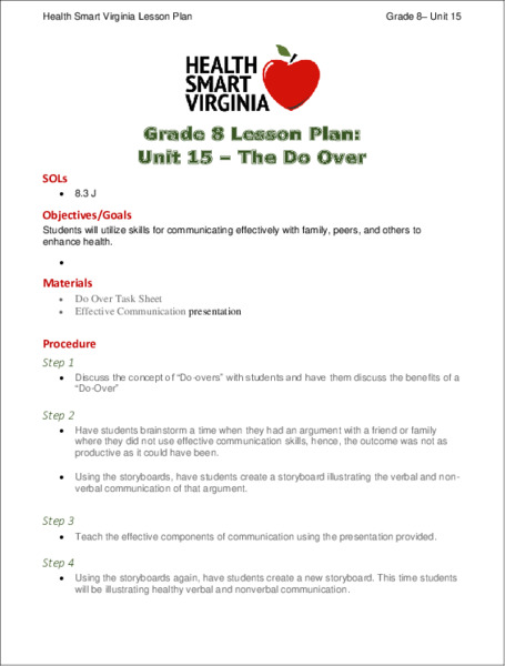 The Do Over Lesson Plan