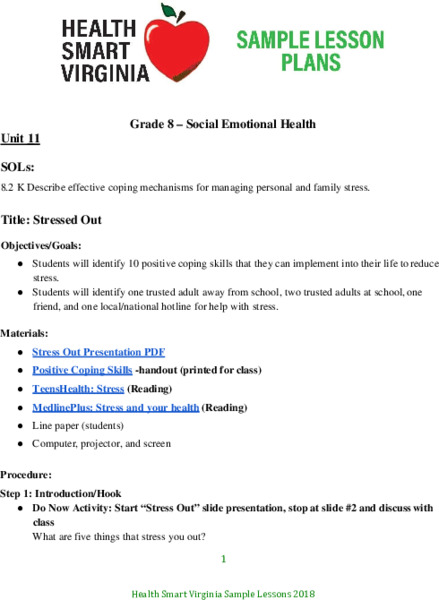 Stressed Out Lesson Plan