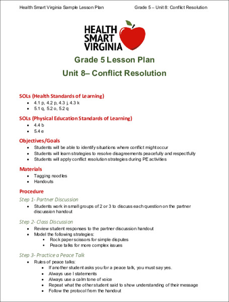 Conflict Resolution Lesson Plan