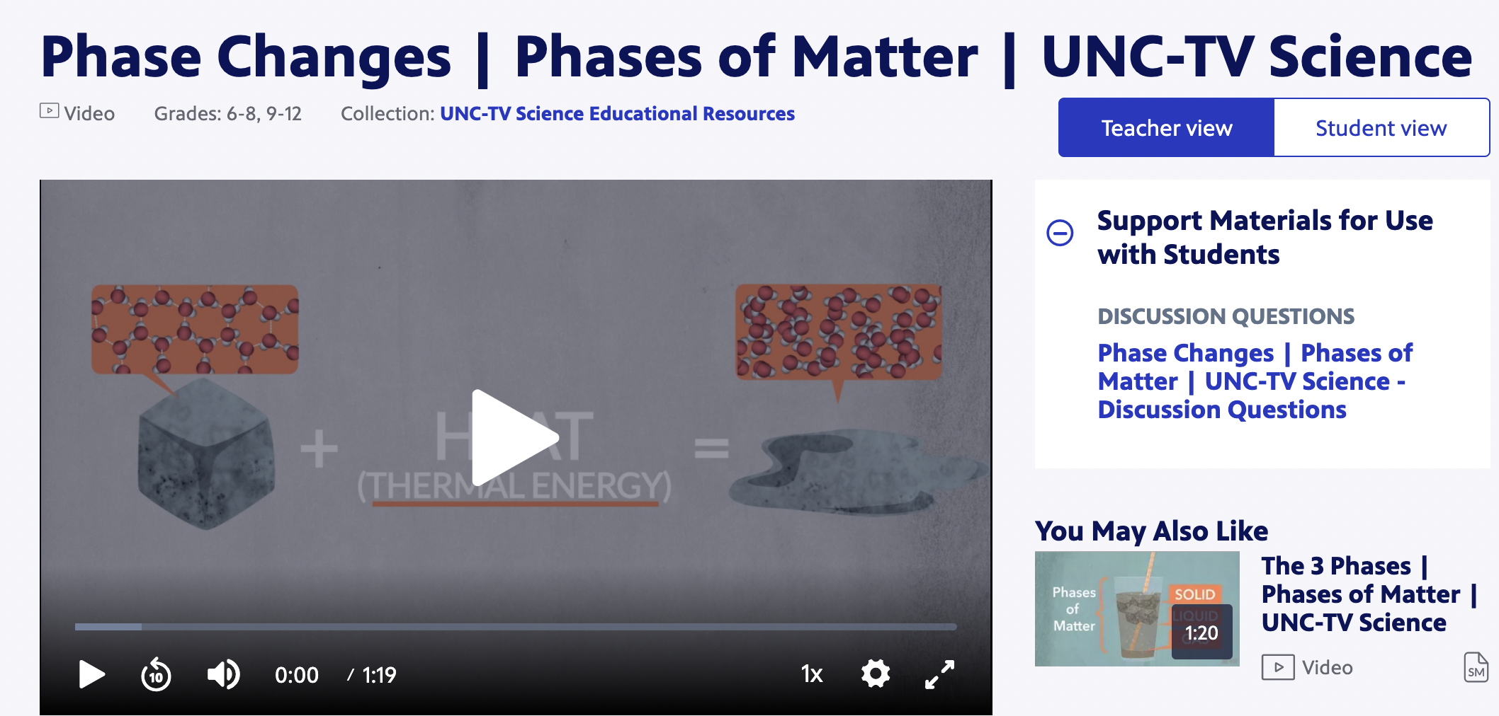 Phase Changes | Phases of Matter | UNC-TV Science Instructional Video