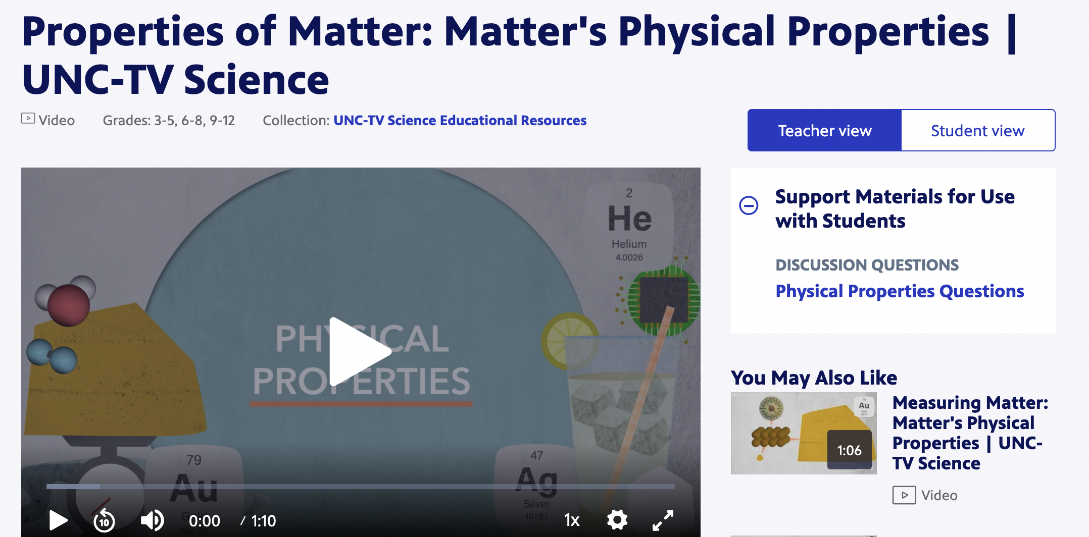 Properties of Matter: Matter's Physical Properties | UNC-TV Science Instructional Video