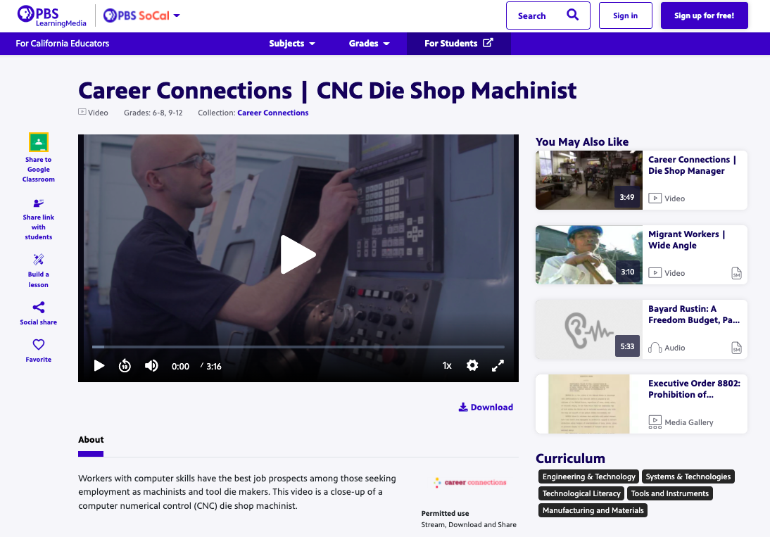 Career Connections | CNC Die Shop Machinist Instructional Video